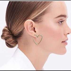 J. Crew Factory Antique Gold Heart Hoop Earrings
